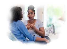 Woman receiving emotional support during a counseling and therapy session